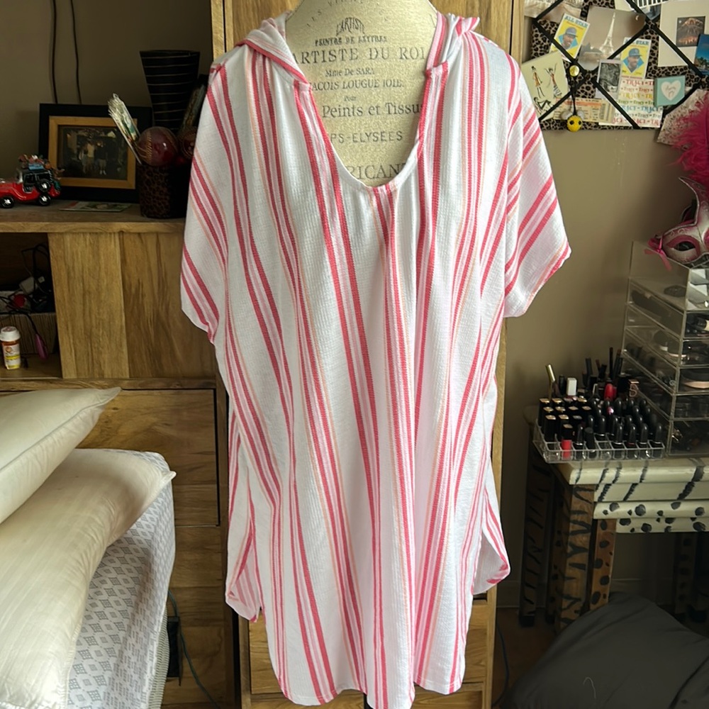 Time & Tru Gauzy Hooded Swim Coverup - XL